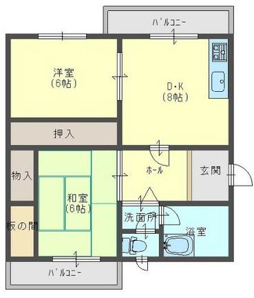 ピアン自由が丘6号棟(2LDK/4階)の間取り写真