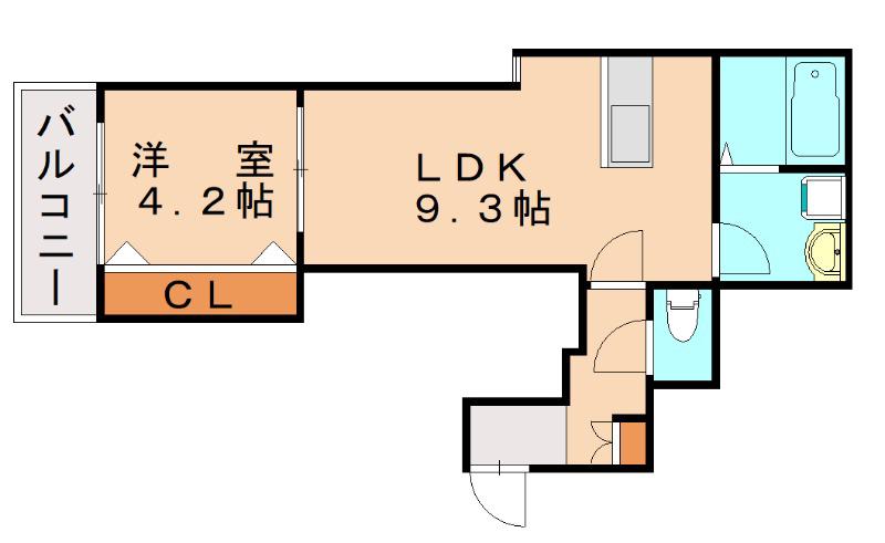 クリーク下山門(1LDK/3階)の間取り写真