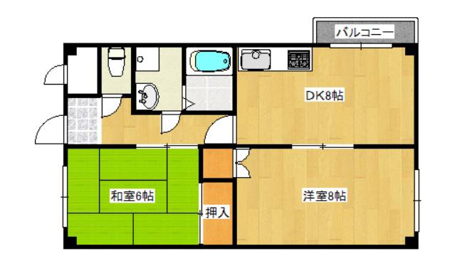OMレジデンス橿原(2DK/2階)の間取り写真