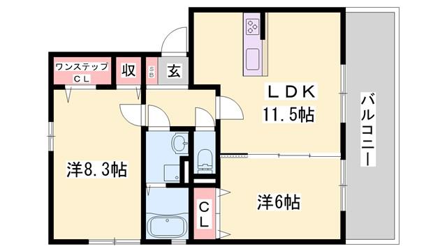 サニーハイツ平田(2LDK/2階)の間取り写真