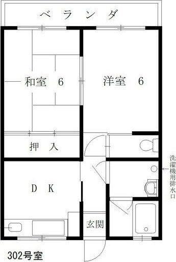 上田マンション(2DK/4階)の間取り写真