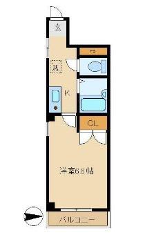 ＪＲ京浜東北線 蒲田駅 徒歩7分 3階建 築19年(1K/2階)の間取り写真