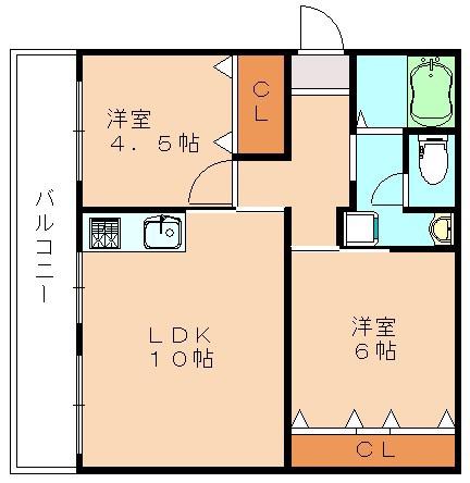 大内田ビルNO2(2LDK/4階)の間取り写真