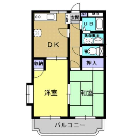 プレステージ末満(2DK/2階)の間取り写真
