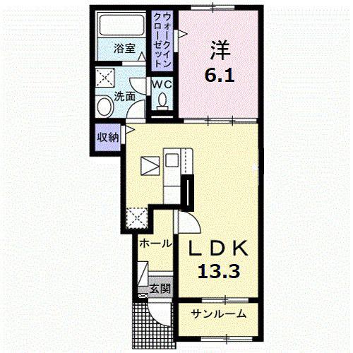 グランデ(1LDK/1階)の間取り写真