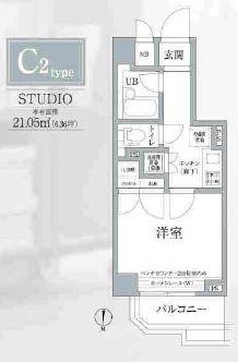 ルーブル大鳥居弐番館(1K/2階)の間取り写真
