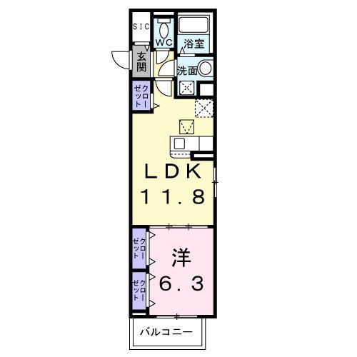 ボワ リュネール(1LDK/1階)の間取り写真