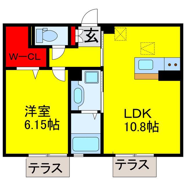 パーシモン(1LDK/1階)の間取り写真