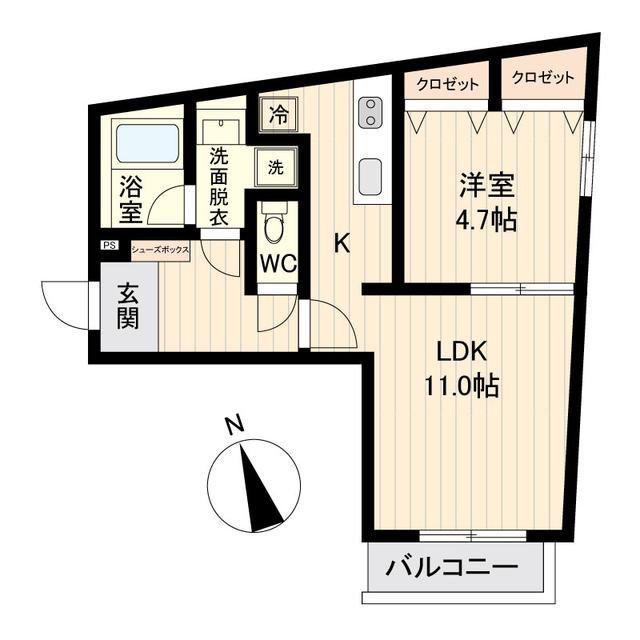 ライブフラット戸越(1LDK/1階)の間取り写真