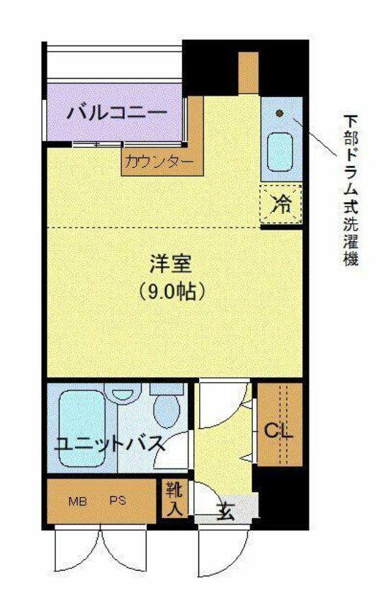 メゾンドヴィレ東神田(ワンルーム/9階)の間取り写真