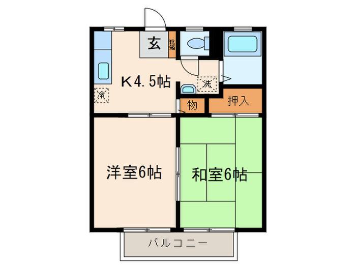 サニーコート横浜(2K/2階)の間取り写真