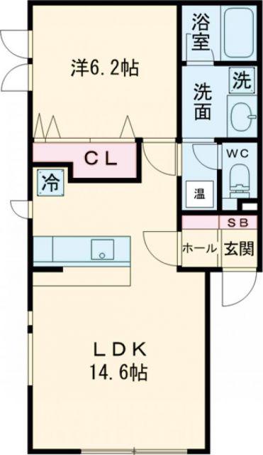 プリマードはまなすII(1LDK/2階)の間取り写真