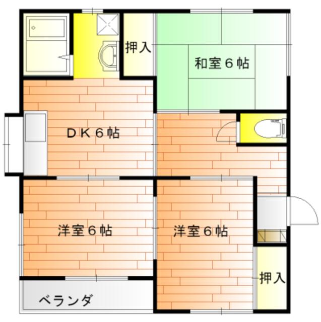 ＪＲ越後線 寺尾駅 徒歩17分 2階建 築30年(3DK/1階)の間取り写真