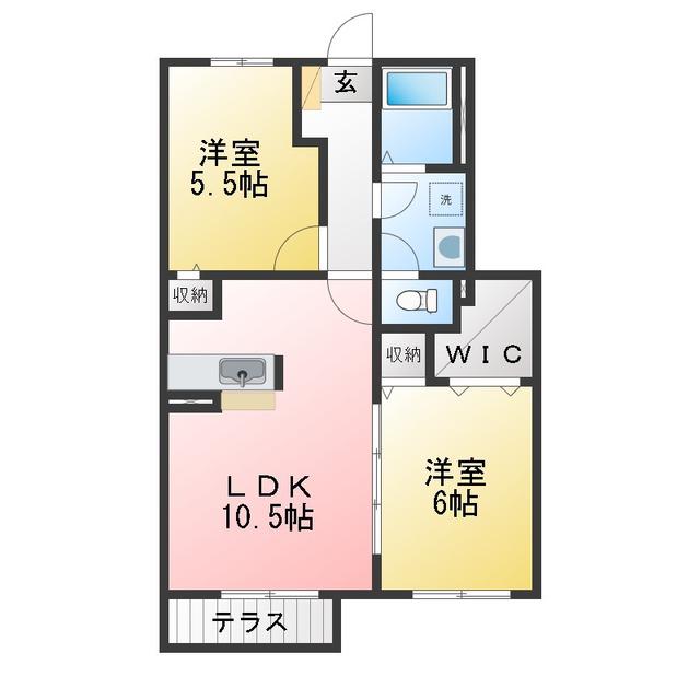 夢が丘ガーデンハイツ II(2LDK/1階)の間取り写真