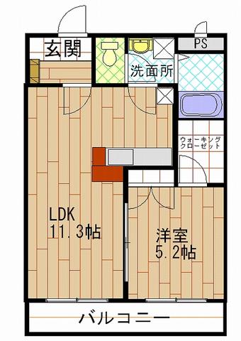 シャルムチャンテ(1LDK/2階)の間取り写真
