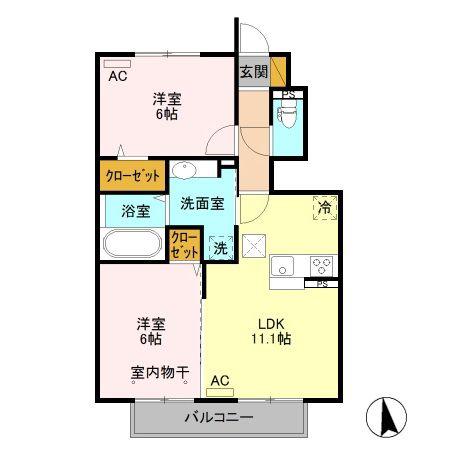 ブルージュ(2LDK/1階)の間取り写真