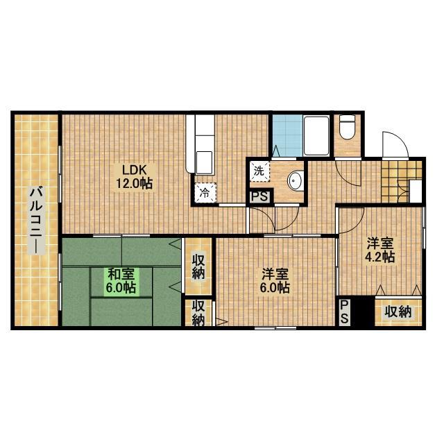 メゾンベール畑ヶ谷(3LDK/1階)の間取り写真