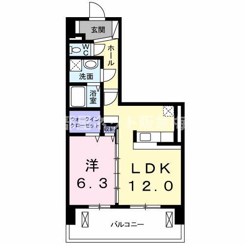 天神 戎 長柄(1LDK/3階)の間取り写真