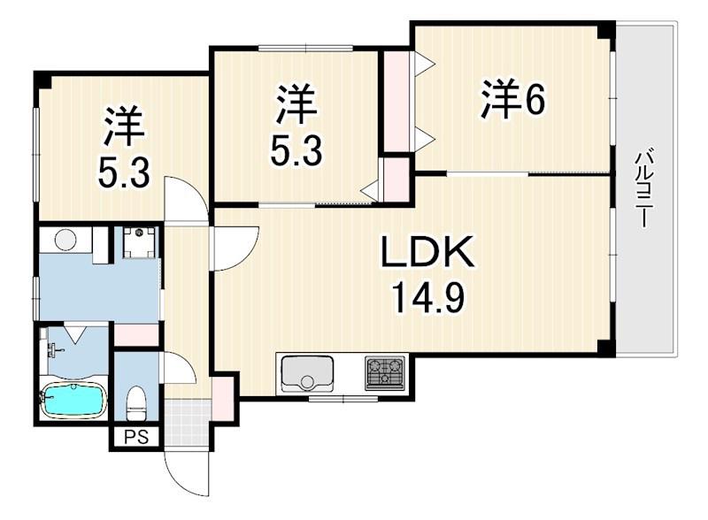 クレストヒル芦屋1(3LDK/2階)の間取り写真