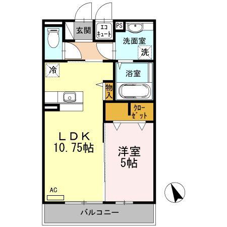 プラナス(1LDK/2階)の間取り写真