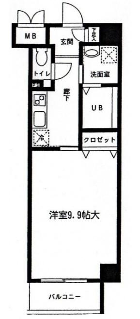 ビュークレスト小金井(1K/3階)の間取り写真