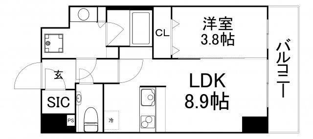 アーバス天満橋(1LDK/5階)の間取り写真