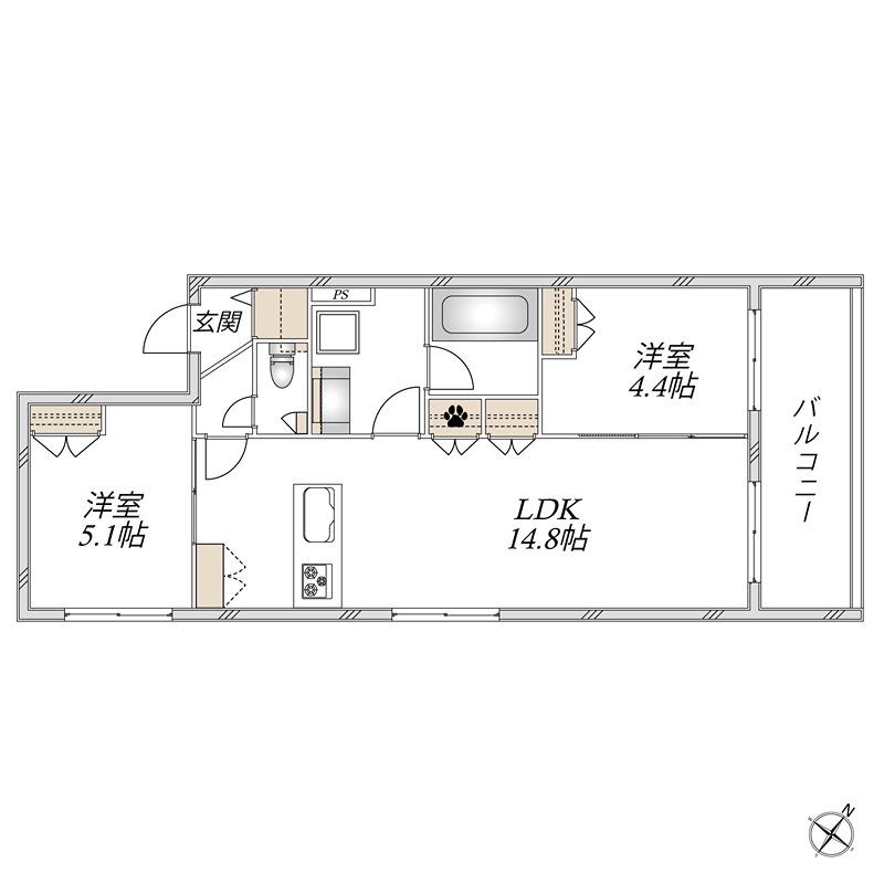 GRAND NOBIE OMORI(2LDK/2階)の間取り写真