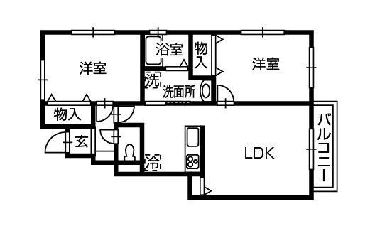 フォレスト若王子(2LDK/1階)の間取り写真