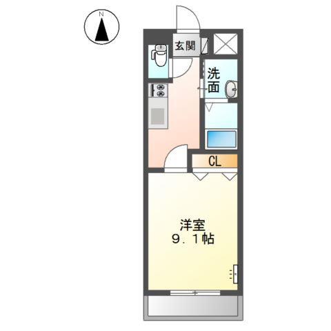 コンフォート池元(1K/2階)の間取り写真