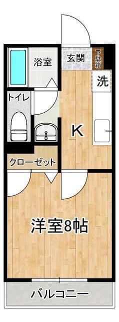 イーストサイドミネIII(1K/4階)の間取り写真