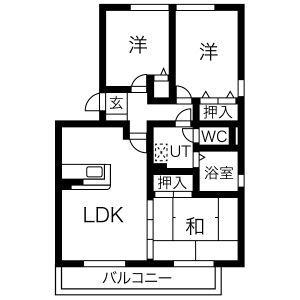 エスポワール今泉(3LDK/3階)の間取り写真