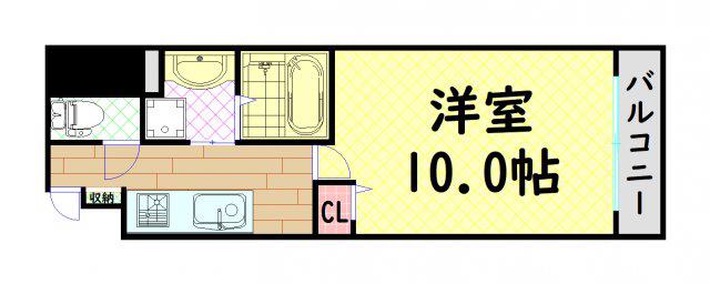 ドーム千代崎(1K/5階)の間取り写真