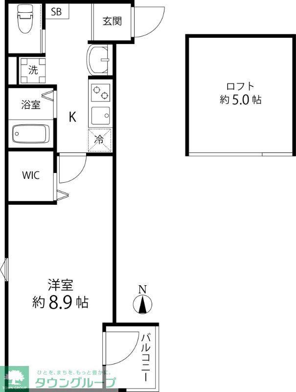 TS CUORE六町II(1K/3階)の間取り写真