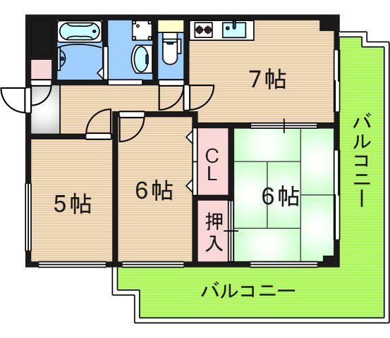 ウイングス21(3DK/5階)の間取り写真