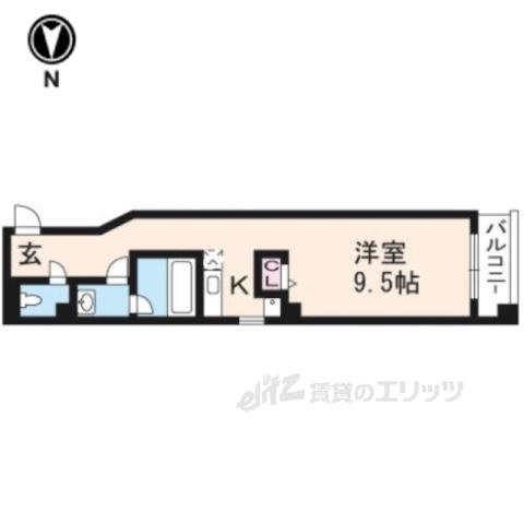 バウハウス富小路三条(1K/3階)の間取り写真