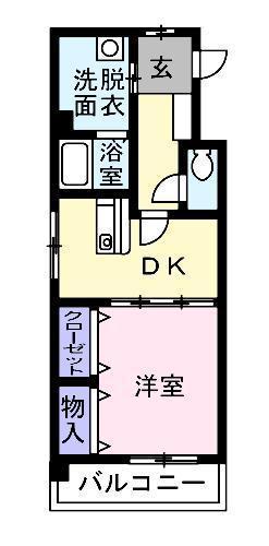 シャンベルジュKT(1DK/4階)の間取り写真