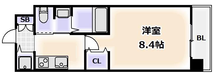 CREATOCROWN天王寺(1K/3階)の間取り写真