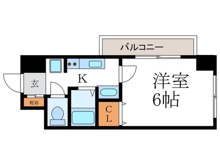 アンカステッロ西院(1K/6階)の間取り写真