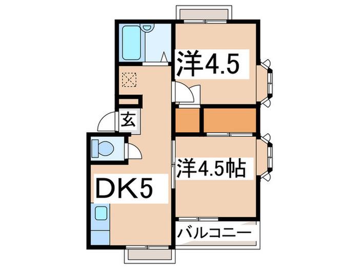 エステートピアサニーヒル(2DK/2階)の間取り写真