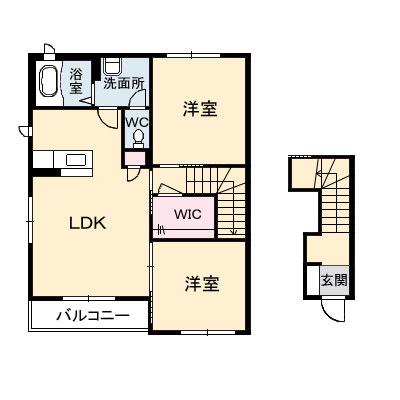 シャ一メゾンのぞみ B棟(2LDK/2階)の間取り写真