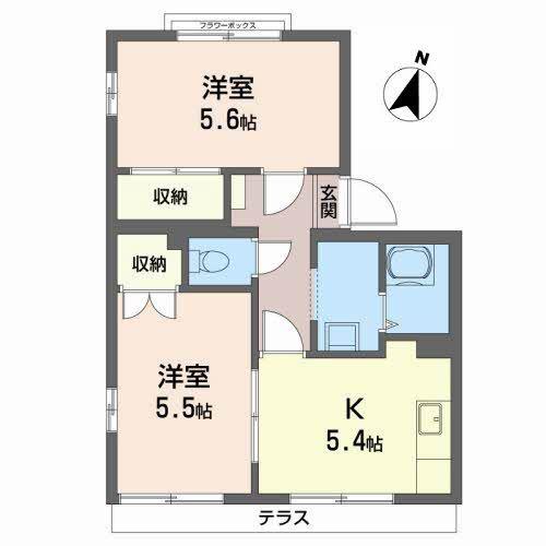 メゾン東栄(2K/1階)の間取り写真