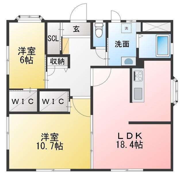 たちばな台2丁目テナント(2LDK/2階)の間取り写真