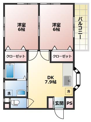 大野マンション(2DK/1階)の間取り写真
