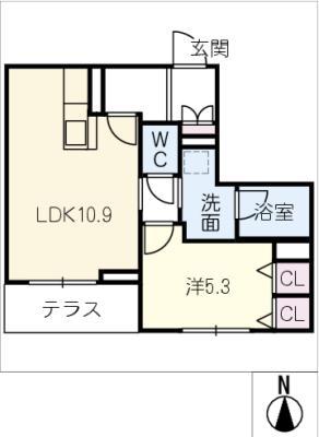 シャーメゾン 栄町(1LDK/1階)の間取り写真