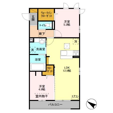 プレミール(2LDK/1階)の間取り写真
