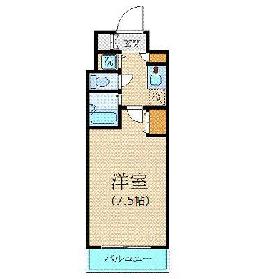 カスタリア新宿(1K/14階)の間取り写真