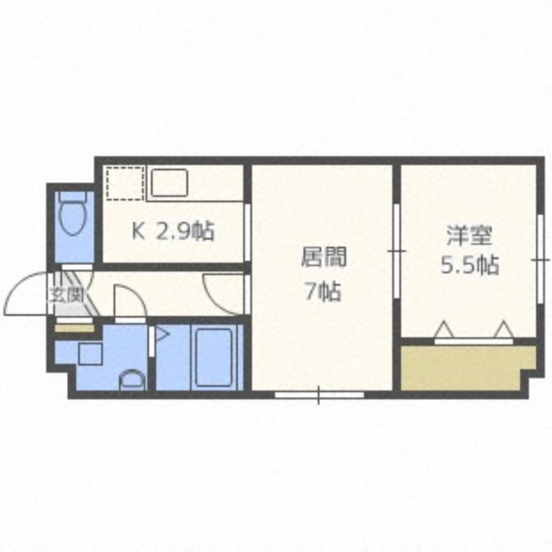 ベルファーレ平岸(1DK/2階)の間取り写真