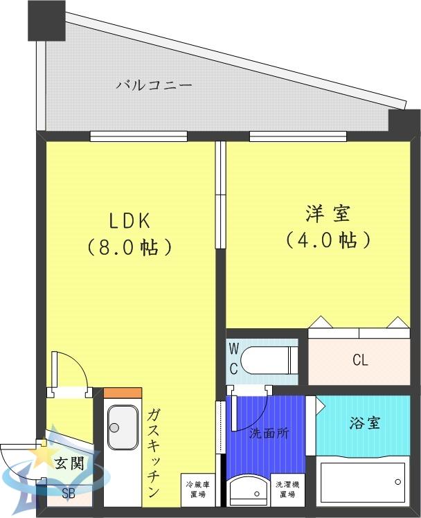 シティテラス南5条(1LDK/11階)の間取り写真
