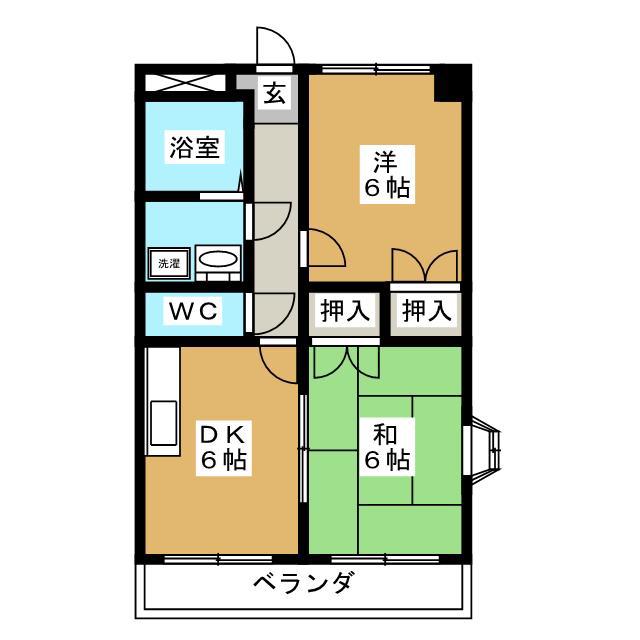 マンション富加(2DK/1階)の間取り写真