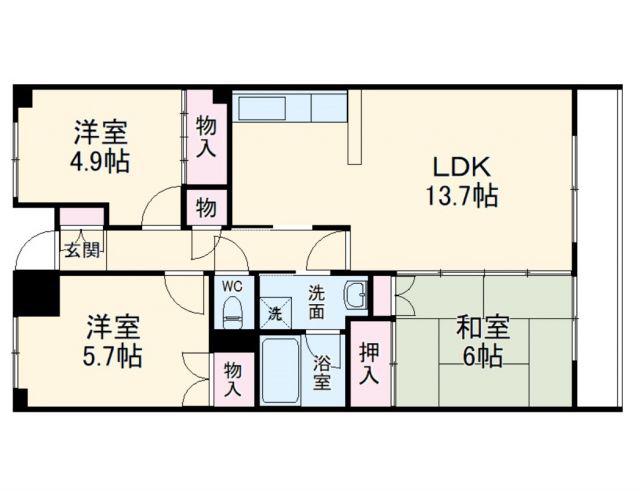 グレイス・ハイツ(3LDK/4階)の間取り写真